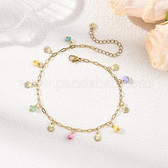 Ocean Natural Shell Chip and 304 Stainless Steel Shell Shape Tassel Paperclip Chain Necklaces for Women&nbsp;AJEW-AN00810