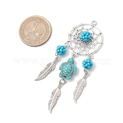 Alloy Synthetic Turquoise Beads Dream Catcher Pendants&nbsp;PALLOY-MZ00708-01