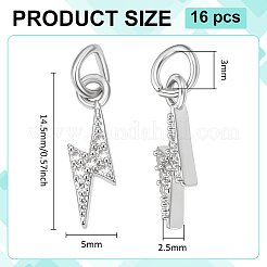 16Pcs Brass Micro Pave Cubic Zirconia Charms&nbsp;KK-BC0015-35P