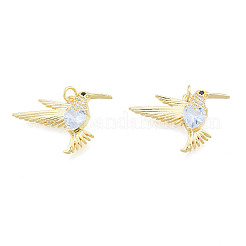 Brass Micro Pave Clear Cubic Zirconia Pendants&nbsp;ZIRC-N039-267