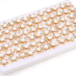 Flower Brass Natural Pearl Stud Earrings&nbsp;PEAR-N020-05X