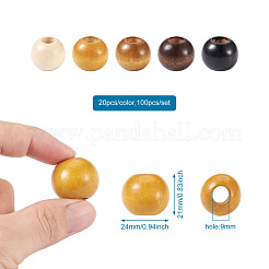 100Pcs 5 Colors Wooden Beads&nbsp;WOOD-CD0001-13