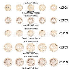 100Pcs 5 Colors 2-Holes Wood Buttons&nbsp;BUTT-TA0001-52