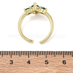 Brass Micro Pave Cubic Zirconia Cuff Open Rings for Women&nbsp;RJEW-L343-14G-06
