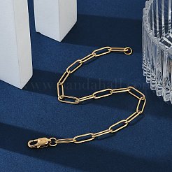 PVD Vacuum Plating 304 Stainless Steel Paperclip Chain Bracelets&nbsp;X-BJEW-I295-15G