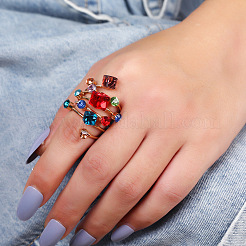 Alloy Rhinestone Multi-layer Rings&nbsp;LS-VU7935-5