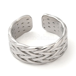 Non-Tarnish 304 Stainless Steel Textured Open Cuff Ring for Women&nbsp;RJEW-I098-34P