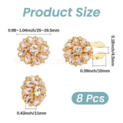 8Pcs Flower Brass & Glass Rhinestone Cufflinks&nbsp;FIND-CY0002-40