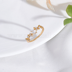 1Pc Brass Micro Pave Cubic Zirconia Cuff Rings for Women&nbsp;RJEW-LP0002-23D