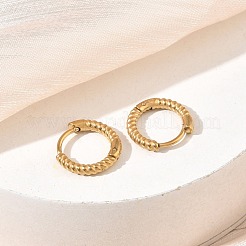 Twist Textured 304 Stainless Steel Huggie Hoop Earrings&nbsp;SA-CBA46AF-27G-01