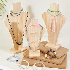 3 Bags 3 Styles Bust Shaped Wood Pendants Jewely Display Stands&nbsp;ODIS-DC0001-10