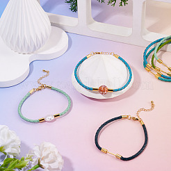 5Pcs 5 Colors 3MM Braided Round Imitation Leather Cord Bracelet Making&nbsp;MAK-TA0001-35B