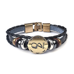 Braided Leather Cord Retro Multi-strand Bracelets&nbsp;LS-BJEW-L616-20C