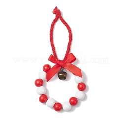 3Pcs Wood Beads Christmas Wreath Pendant Decoration&nbsp;HJEW-JM03829