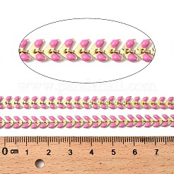 Brass Enamel Leaf Link Chains&nbsp;CHC-F021-02G-03