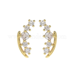 Nuggets Brass Micro Pave Clear Cubic Zirconin Stud Earrings&nbsp;EJEW-D318-13G