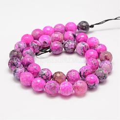 Faceted Natural Fire Crackle Agate Beads Strands&nbsp;G-F447-10mm-A06