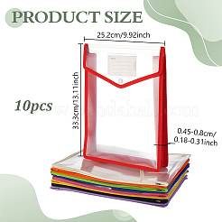 10Pcs 9 Colors Rectangle PP Plastic File Pockets&nbsp;AJEW-GA0010-70