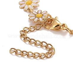 Enamel Daisy Link Chains Bracelet&nbsp;BJEW-P271-01G-01