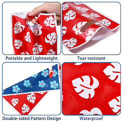 10Pcs Printed Leaf Platic Gift Storage Bags with Die Cut Hole Handles&nbsp;ABAG-WH0048-65