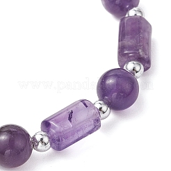 Natural Amethyst Round Beaded Stretch Bracelets&nbsp;BJEW-JB11137-01