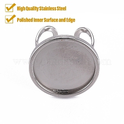 Tarnish Resistant 201 Stainless Steel Cuff Ring Findings&nbsp;STAS-S080-040F-P