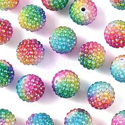 20Pcs Rainbow AB Resin Rhinestone Beads&nbsp;OACR-FS0002-33