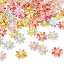 60Pcs 6 Colors Transparent Resin Flower Cabochons&nbsp;RESI-TA0004-79