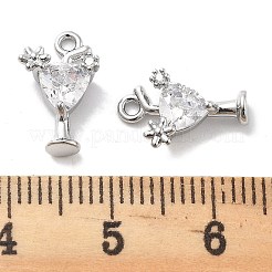Brass Micro Pave Clear Cubic Zirconia Charms&nbsp;KK-M102-28P