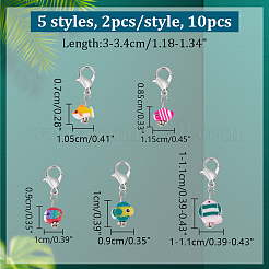 10Pcs 5 Style Ocean Fish Handmade Polymer Clay Pendant Stitch Markers&nbsp;HJEW-NB00033