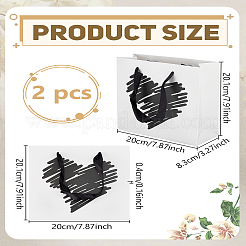 Graffiti Black Heart Kraft Paper Packaging Tote Bags with Polyester Handles&nbsp;ABAG-WH0062-04