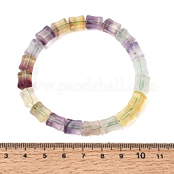 Natural Rainbow Fluorite Bamboo Stick Beaded Stretch Bracelets for Women&nbsp;GG-CBA3F02-03