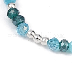 3Pcs 3 Colors Faceted Round Electroplate Glass Beads Stretch Bracelets for Women&nbsp;BJEW-JB11628
