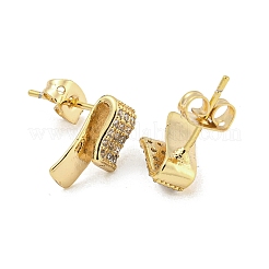 Brass Micro Pave Cubic Zirconia Stud Earrings&nbsp;EJEW-P261-43G