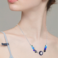 60Pcs 4 Colors Handmade Evil Eye Lampwork Round Beads&nbsp;LAMP-SC0001-81