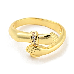 Brass Micro Pave Cubic Zirconia Open Cuff Ring&nbsp;RJEW-C033-10G