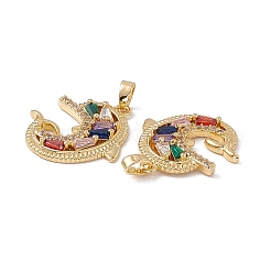 Brass Cubic Zirconia Pendants&nbsp;KK-B061-21G-01