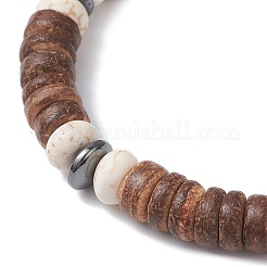 2Pcs Natural Coconut & Synthetic Turquoise Beads Stretch Bracelets for Men Women&nbsp;BJEW-JB12498