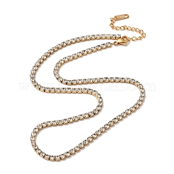 3MM 304 Stainless Steel Rhinestone Cup Chain Necklaces for Women&nbsp;NJEW-G175-01G-02