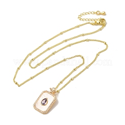 Brass Micro Pave Clear Cubic Zirconia Pendants Necklaces&nbsp;NJEW-K269-02B-G