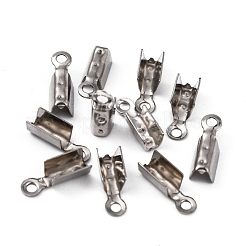 Tarnish Resistant 201 Stainless Steel Fold Over Crimp Cord Ends&nbsp;STAS-R055-08