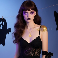 Halloween Brass Ghost Pendant Necklaces for Women&nbsp;FS-WG65C6E-01