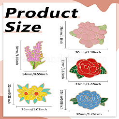 5Pcs 5 Styles Flower Enamel Pins&nbsp;JEWB-LP0004-32