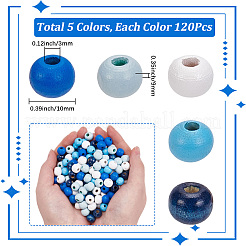600Pcs 5 Colors Dyed Natural Wood Beads&nbsp;WOOD-SC0002-39