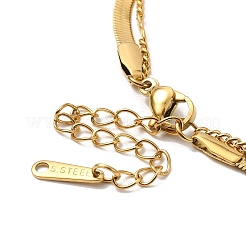 304 Stainless Steel Herringbone & Curb Chains Double Layer Necklaces&nbsp;NJEW-H024-06G