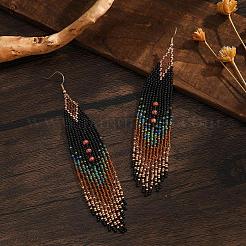 Bohemian Vintage Handmade Glass Seed Beads Rhombus Dangle Earrings&nbsp;PE6522