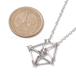 3 Pcs 201 Stainless Steel Crystal Stone Cage Pendant Necklaces&nbsp;NJEW-JN04750