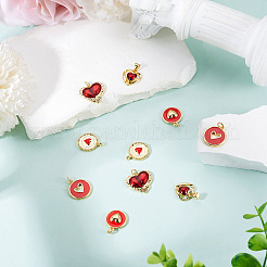 10Pcs 5 Styles Heart Theme Brass Enamel Pendants&nbsp;KK-TA0008-88