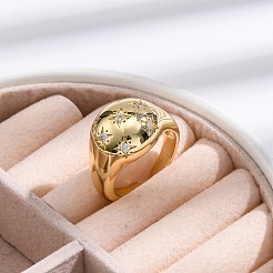 Rack Plating Brass Micro Pave Clear Cubic Zirconia Cuff Finger Rings for Women&nbsp;RJEW-M028-22G-02