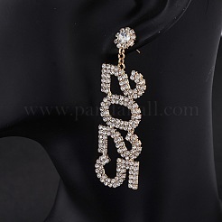 Brass Rhinestone Stud Earrings&nbsp;EJEW-Q012-01G